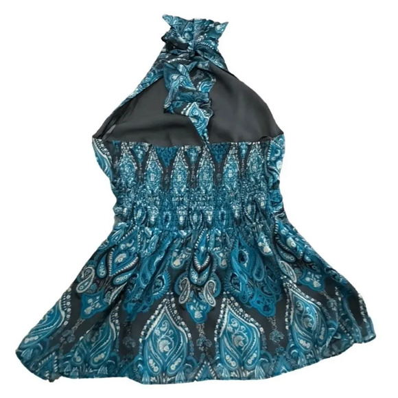 EUC colorful beauty Oscar By Oscar De La Renta 100% silk boho pattern halter 10 - Picture 2 of 5